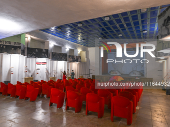 TIRANA, ALBANIA - SEPTEMBER 16:   
View of the cinema hall intended for government meetings inside the Bunk'Art Museum, a vast underground b...