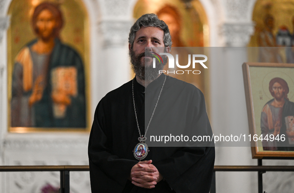 TIRANA, ALBANIA - SEPTEMBER 16:   
Asti, Bishop of Bylis of the Albanian Orthodox Church, speaks inside the Resurrection of Christ Orthodox...