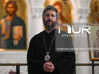 TIRANA, ALBANIA - SEPTEMBER 16:   
Asti, Bishop of Bylis of the Albanian Orthodox Church, speaks inside the Resurrection of Christ Orthodox...