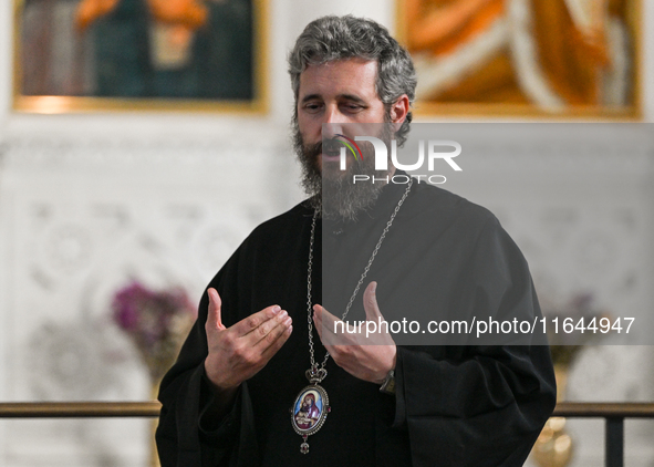 TIRANA, ALBANIA - SEPTEMBER 16:   
Asti, Bishop of Bylis of the Albanian Orthodox Church, speaks inside the Resurrection of Christ Orthodox...