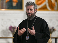 TIRANA, ALBANIA - SEPTEMBER 16:   
Asti, Bishop of Bylis of the Albanian Orthodox Church, speaks inside the Resurrection of Christ Orthodox...