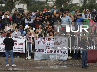 Supporters of Claudia Sheinbaum, President of Mexico, accompany her during the signing of the start of preliminary studies for the construct...