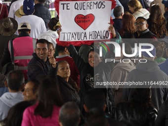 Supporters of Claudia Sheinbaum, President of Mexico, accompany her during the signing of the start of preliminary studies for the construct...