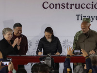 Claudia Sheinbaum, President of Mexico, on October 6, 2024, during the signing of the start of preliminary studies for the construction of t...