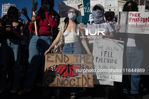 People demand ceasefires in Palestine and Lebanon at the White House in Washington, DC, on October 5, 2024. The protest is one of many world...