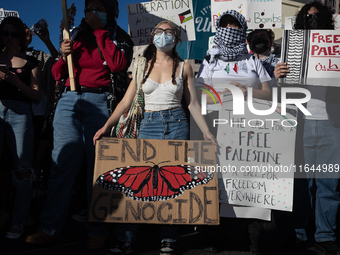 People demand ceasefires in Palestine and Lebanon at the White House in Washington, DC, on October 5, 2024. The protest is one of many world...