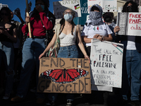 People demand ceasefires in Palestine and Lebanon at the White House in Washington, DC, on October 5, 2024. The protest is one of many world...