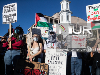 People demand ceasefires in Palestine and Lebanon at the White House in Washington, DC, on October 5, 2024. The protest is one of many world...