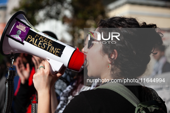 People demand ceasefires in Palestine and Lebanon at the White House in Washington, DC, on October 5, 2024. The protest is one of many world...