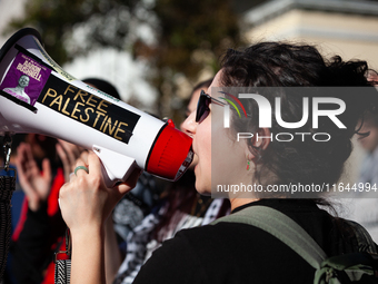 People demand ceasefires in Palestine and Lebanon at the White House in Washington, DC, on October 5, 2024. The protest is one of many world...