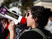 People demand ceasefires in Palestine and Lebanon at the White House in Washington, DC, on October 5, 2024. The protest is one of many world...