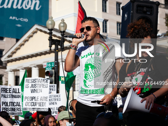 People demand ceasefires in Palestine and Lebanon at the White House in Washington, DC, on October 5, 2024. The protest is one of many world...