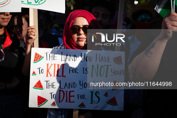 People demand ceasefires in Palestine and Lebanon at the White House in Washington, DC, on October 5, 2024. The protest is one of many world...