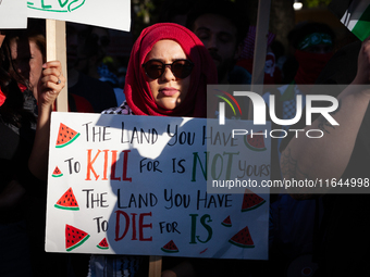 People demand ceasefires in Palestine and Lebanon at the White House in Washington, DC, on October 5, 2024. The protest is one of many world...