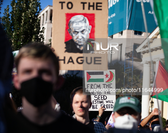 People demand ceasefires in Palestine and Lebanon at the White House in Washington, DC, on October 5, 2024. The protest is one of many world...