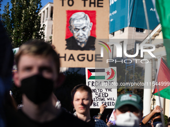 People demand ceasefires in Palestine and Lebanon at the White House in Washington, DC, on October 5, 2024. The protest is one of many world...