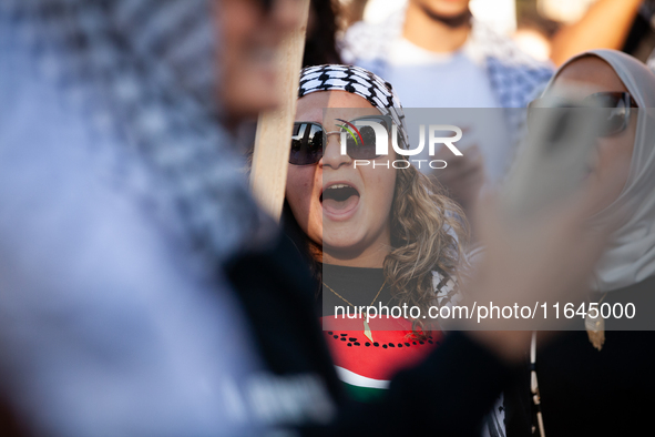 People demand ceasefires in Palestine and Lebanon at the White House in Washington, DC, on October 5, 2024. The protest is one of many world...