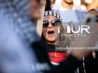 People demand ceasefires in Palestine and Lebanon at the White House in Washington, DC, on October 5, 2024. The protest is one of many world...