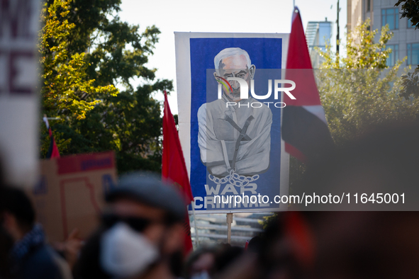 People demand ceasefires in Palestine and Lebanon at the White House in Washington, DC, on October 5, 2024. The protest is one of many world...