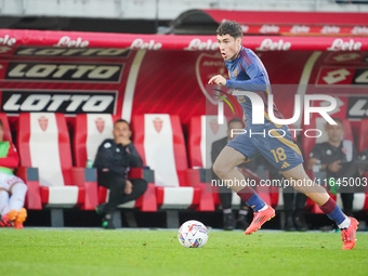 Matias Soule plays during the match between AC Monza and AS Roma in Serie A at U-Power Stadium in Monza, Italy, on October 6, 2024. (