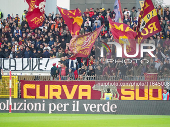 Supporters of AS Roma attend the match between AC Monza and AS Roma, Serie A, at U-Power Stadium in Monza, Italy, on October 6, 2024. (