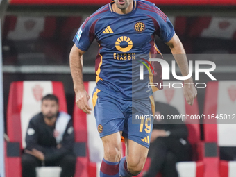 Zeki Celik participates in the match between AC Monza and AS Roma, Serie A, at U-Power Stadium in Monza, Italy, on October 6, 2024. (