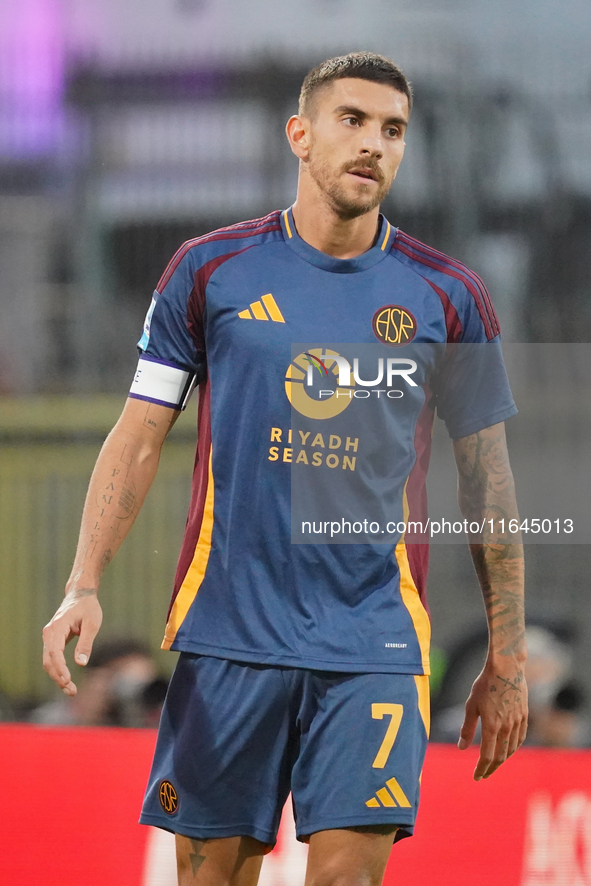 Lorenzo Pellegrini participates in the match between AC Monza and AS Roma, Serie A, at U-Power Stadium in Monza, Italy, on October 6, 2024. 