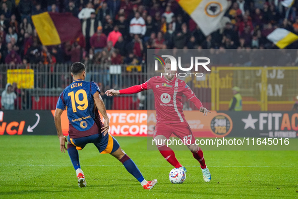 Georgios Kyriakopoulos plays during the match between AC Monza and AS Roma, Serie A, at U-Power Stadium in Monza, Italy, on October 6, 2024....