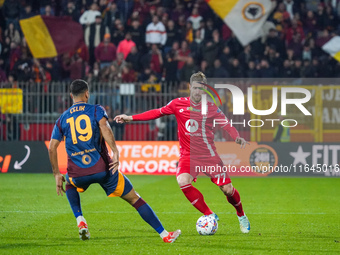 Georgios Kyriakopoulos plays during the match between AC Monza and AS Roma, Serie A, at U-Power Stadium in Monza, Italy, on October 6, 2024....