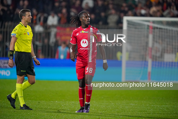 Warren Bondo plays during the match between AC Monza and AS Roma in Serie A at U-Power Stadium in Monza, Italy, on October 6, 2024. 