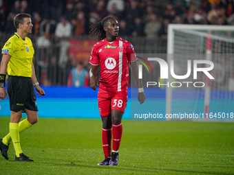 Warren Bondo plays during the match between AC Monza and AS Roma in Serie A at U-Power Stadium in Monza, Italy, on October 6, 2024. (