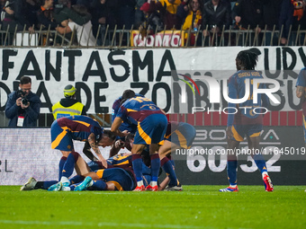 Artem Dovbyk celebrates the goal with his teammates during the match between AC Monza and AS Roma, Serie A, at U-Power Stadium in Monza, Ita...