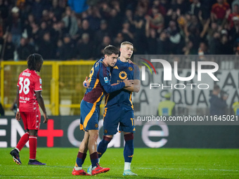 Artem Dovbyk celebrates the goal with his teammates during the match between AC Monza and AS Roma, Serie A, at U-Power Stadium in Monza, Ita...