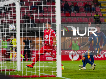 Dany Mota scores a goal during the match between AC Monza and AS Roma in Serie A at U-Power Stadium in Monza, Italy, on October 6, 2024. (