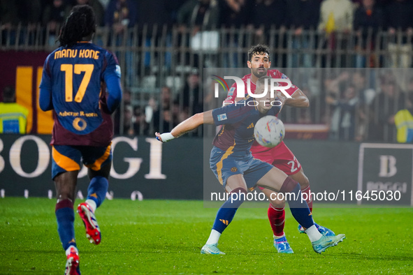 Pablo Mari and Artem Dovbyk participate in the match between AC Monza and AS Roma, Serie A, at U-Power Stadium in Monza, Italy, on October 6...