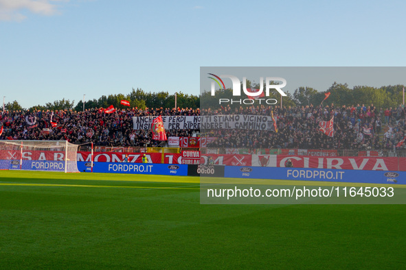 An AC Monza supporter of Curva Davide Pieri attends the match between AC Monza and AS Roma, Serie A, at U-Power Stadium in Monza, Italy, on...