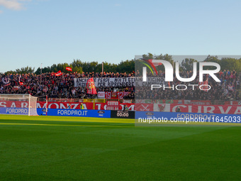 An AC Monza supporter of Curva Davide Pieri attends the match between AC Monza and AS Roma, Serie A, at U-Power Stadium in Monza, Italy, on...