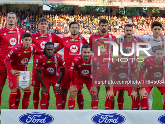 The team of AC Monza plays against AS Roma in Serie A at U-Power Stadium in Monza, Italy, on October 6, 2024. (