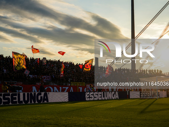 An AC Monza supporter of Curva Davide Pieri attends the match between AC Monza and AS Roma, Serie A, at U-Power Stadium in Monza, Italy, on...