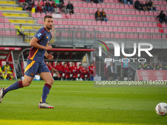 Bryan Cristante plays during the match between AC Monza and AS Roma in Serie A at U-Power Stadium in Monza, Italy, on October 6, 2024. (