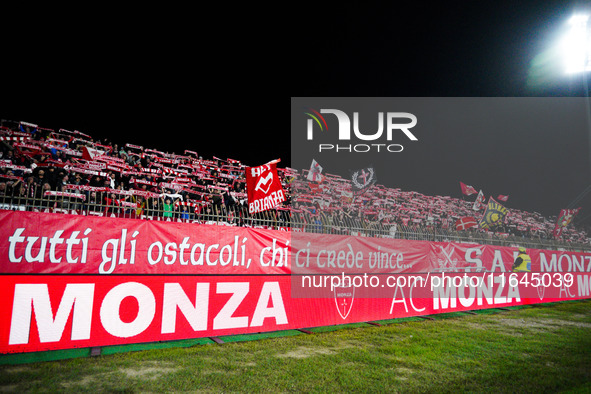 An AC Monza supporter of Curva Davide Pieri attends the match between AC Monza and AS Roma, Serie A, at U-Power Stadium in Monza, Italy, on...