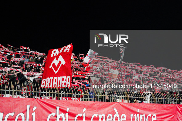 An AC Monza supporter of Curva Davide Pieri attends the match between AC Monza and AS Roma, Serie A, at U-Power Stadium in Monza, Italy, on...