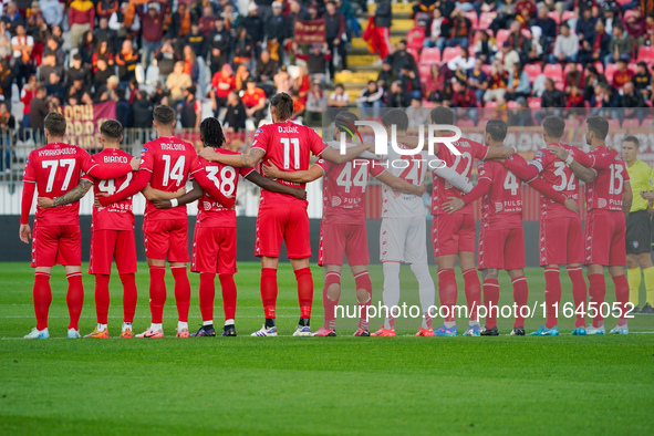 The team of AC Monza plays against AS Roma in Serie A at U-Power Stadium in Monza, Italy, on October 6, 2024. 