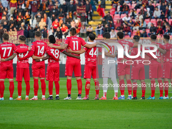 The team of AC Monza plays against AS Roma in Serie A at U-Power Stadium in Monza, Italy, on October 6, 2024. (