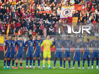 The team of AS Roma plays against AC Monza in Serie A at U-Power Stadium in Monza, Italy, on October 6, 2024. (