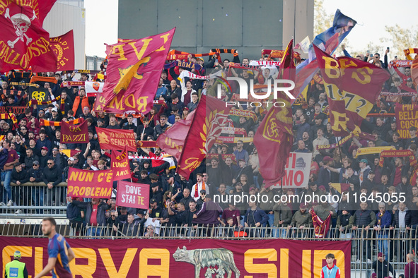 Supporters of AS Roma attend the match between AC Monza and AS Roma, Serie A, at U-Power Stadium in Monza, Italy, on October 6, 2024. 