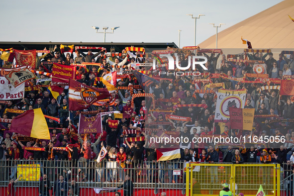 Supporters of AS Roma attend the match between AC Monza and AS Roma, Serie A, at U-Power Stadium in Monza, Italy, on October 6, 2024. 