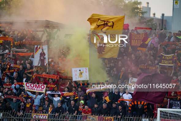 Supporters of AS Roma attend the match between AC Monza and AS Roma, Serie A, at U-Power Stadium in Monza, Italy, on October 6, 2024. 