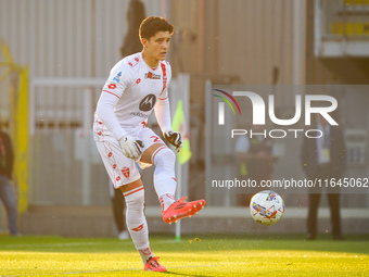 Semuel Pizzignacco participates in the match between AC Monza and AS Roma, Serie A, at U-Power Stadium in Monza, Italy, on October 6, 2024....