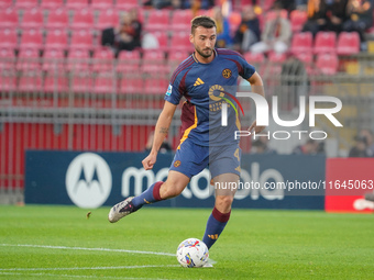 Bryan Cristante plays during the match between AC Monza and AS Roma in Serie A at U-Power Stadium in Monza, Italy, on October 6, 2024. (